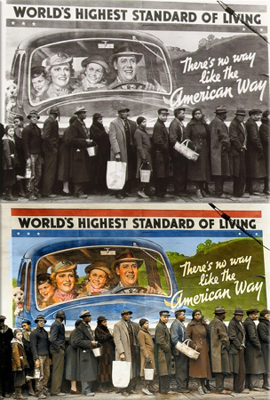 Margaret Bourke White - Worlds highest standard of living 1937 colorized