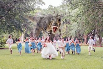 Dinosaur Wedding Photo: T-Rex Chases Bridal Party In Viral Snapshot